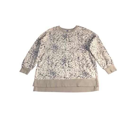 Old Navy Tops - Old Navy Women Animal Print Oversized Boyfriend Vintage Tunic Crew Sweatshirt L